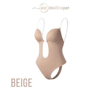 Plunge backless body shaper bra, beige, size S (32BC, 34AB)